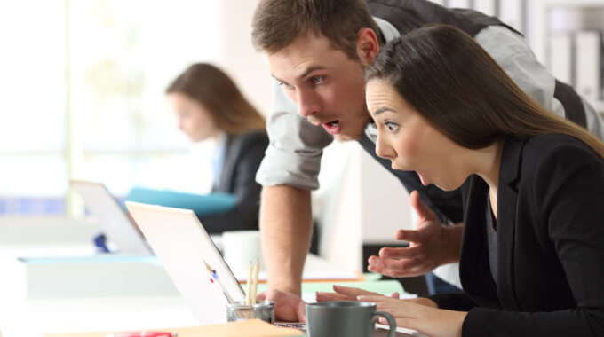 Office Workers Geeking Out