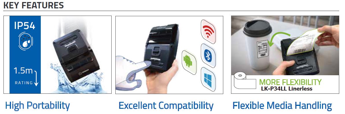 Secondary Sewoo Features Capture - LK-P34L and LK-P34LL The Worlds First Portable Liner-Less Label Printer!